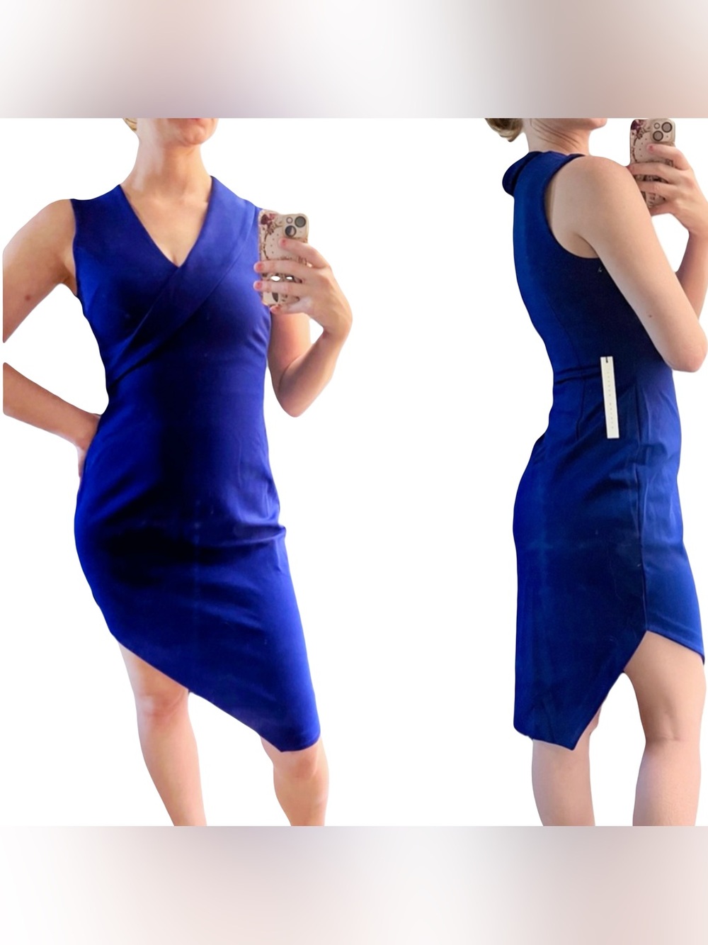 Susana Monaco NWT Cocopaa Cobalt Blue Angled Hem Bodycon Cocktail Dress Sz 4